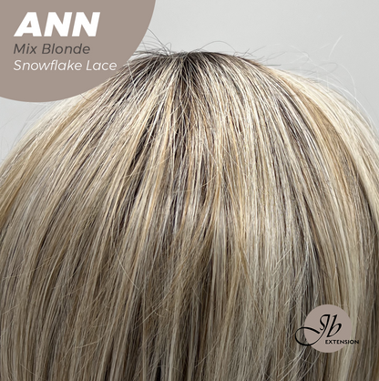 JBEXTENSION 10 Inches Mix Blonde Pre-Cut Side Part Snowflake Lace Frontlace Glueless Wig ANN MIX BLONDE【BENDY EAR TABS】