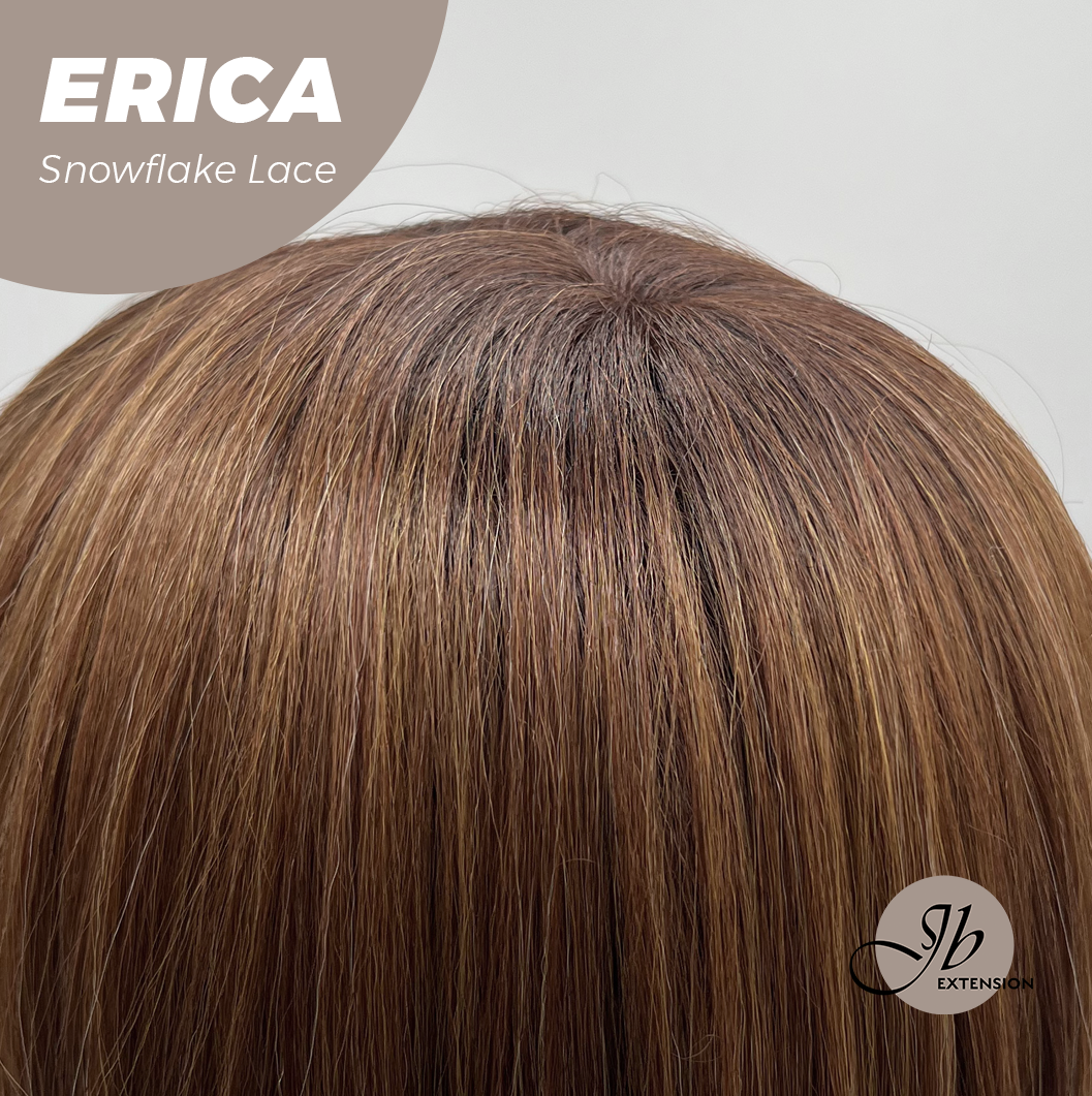 JBEXTENSION 18 Inches Curly Copper Pre-Cut Arc Snowflake Lace Frontlace Glueless Black Sapphire Wig ERICA【BENDY EAR TABS】