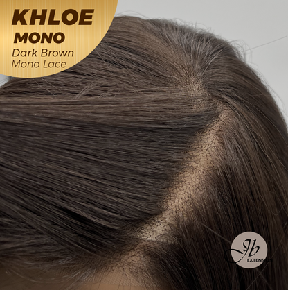 JBEXTENSION KHLOE MONO Monofilament Handmade Wig 6X5 Full Monofilament Hand Tied Top Wig 12 Inches Bob Cut Dark Brown Mono Lace Handmade Futura Fiber Wig With Anti-slip Silicone Strips Glueless Wig KHLOE MONO DARK BROWN【BENDY EAR TABS】
