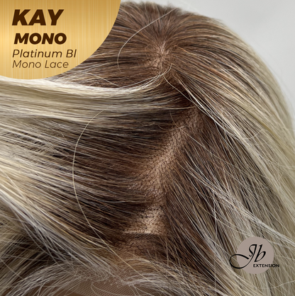JBEXTENSION KAY MONO Full Monofilament Handmade Full Lace Full Hand Tied Wig 19 Inches Platinum Blonde Mono Lace Handmade Futura Fiber Wig with Anti-slip Silicone Strips Glueless Wig KAY MONO - PLATINUM BLONDE【BENDY EAR TABS】