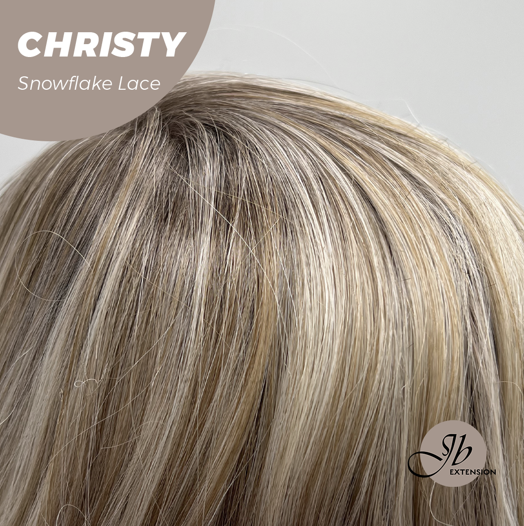 JBEXTENSION 11 Inches Mix Blonde Pre-Cut Side Part Snowflake Lace Frontlace Glueless Wig CHRISTY SNOWFLAKE【BENDY EAR TABS】