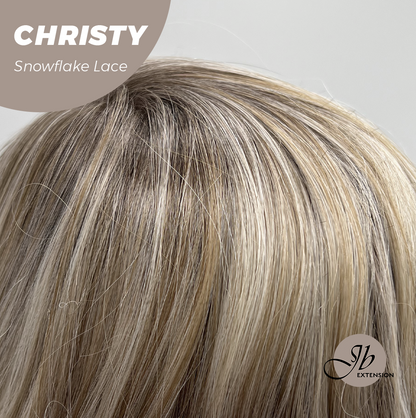 JBEXTENSION 11 Inches Mix Blonde Pre-Cut Side Part Snowflake Lace Frontlace Glueless Wig CHRISTY SNOWFLAKE【BENDY EAR TABS】