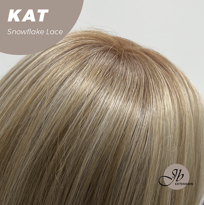 JBEXTENSION 20 Inches Mix Blonde Long Pre-Cut Arc Snowflake Lace Frontlace Glueless Wig KAT【BENDY EAR TABS】