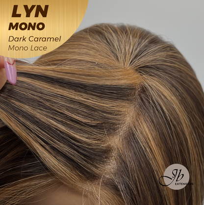 JBEXTENSION LYN DARK MONO Partial Monofilament Wig 17 Inches Dark Caramel Partial Mono Lace Glueless Wig LYN MONO DARK CARAMEL【BENDY EAR TABS】