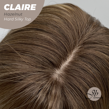 JBEXTENSION 22 Inches Scalpiana Hazelnut 3.5X4 Hard Silky Top Natural Scalp Effect Women Wig with Bangs CLAIRE SILKY TOP - HAZELNUT