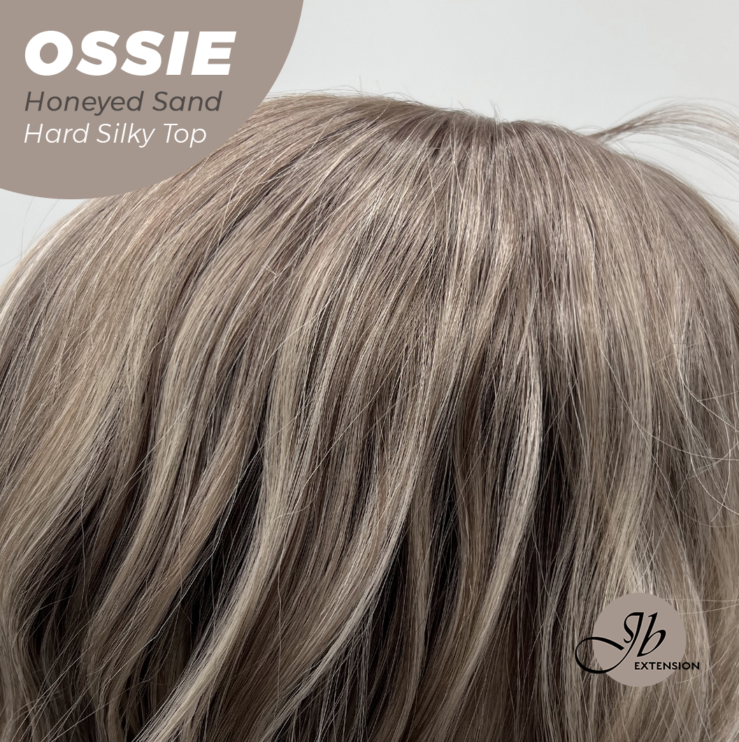 JBEXTENSION 22 Inches Scalpiana Long Wave Honeyed Sand 3.5X4 Hard Silky Top Natural Scalp Effect Wig with Bangs OSSIE HONEYED SAND