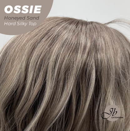 JBEXTENSION 22 Inches Scalpiana Long Wave Honeyed Sand 3.5X4 Hard Silky Top Natural Scalp Effect Wig with Bangs OSSIE HONEYED SAND