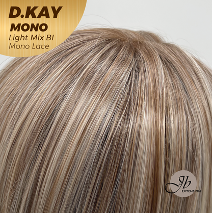 JBEXTENSION D.KAY MONO Partial Monofilament Wig 18 Inches Light Mix Blonde Partial Mono Lace Glueless Women Fashion Wig D.KAY MONO LIGHT MIX BLONDE【BENDY EAR TABS】