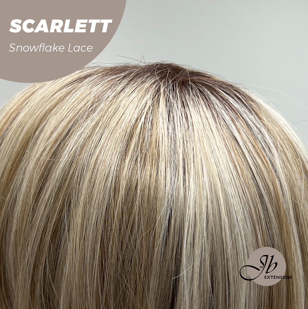 JBEXTENSION 19 Inches Curly Mix Blonde Pre-Cut Arc Snowflake Lace Frontlace Glueless Wig SCARLETT【BENDY EAR TABS】