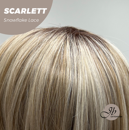 JBEXTENSION 19 Inches Curly Mix Blonde Pre-Cut Arc Snowflake Lace Frontlace Glueless Wig SCARLETT【BENDY EAR TABS】