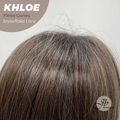 JBEXTENSION 12 Inches Bob Cut Pine Cones Pre-Cut Snowflake Lace Frontlace Glueless Wig KHLOE PINE CONES【PERMATEASE】【BENDY EAR TABS】- M/L