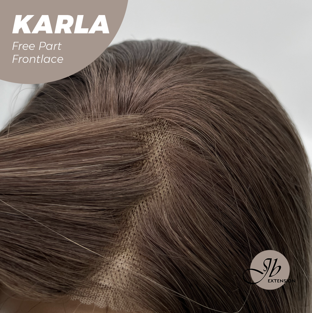 JBEXTENSION 22 Inches Brown Highlight Wave Fiber X, Tangle Less Pre-Cut Free Part Frontlace Glueless Wig KARLA【FIBER X】