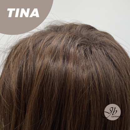 [FINAL SALE] JBEXTENSION 18 Inches Brown Mocha Curly Women Fashion Full Machine Wig TINA【PLUS PERMATEASE】【BENDY EAR TABS】