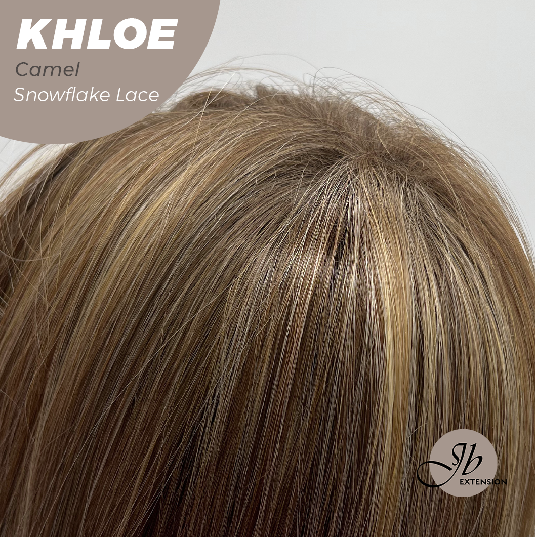 [FINAL SALE] JBEXTENSION 12 Inches Bob Cut Camel Pre-Cut Snowflake Lace Frontlace Glueless Wig KHLOE CAMEL【PERMATEASE】【BENDY EAR TABS】- M/L