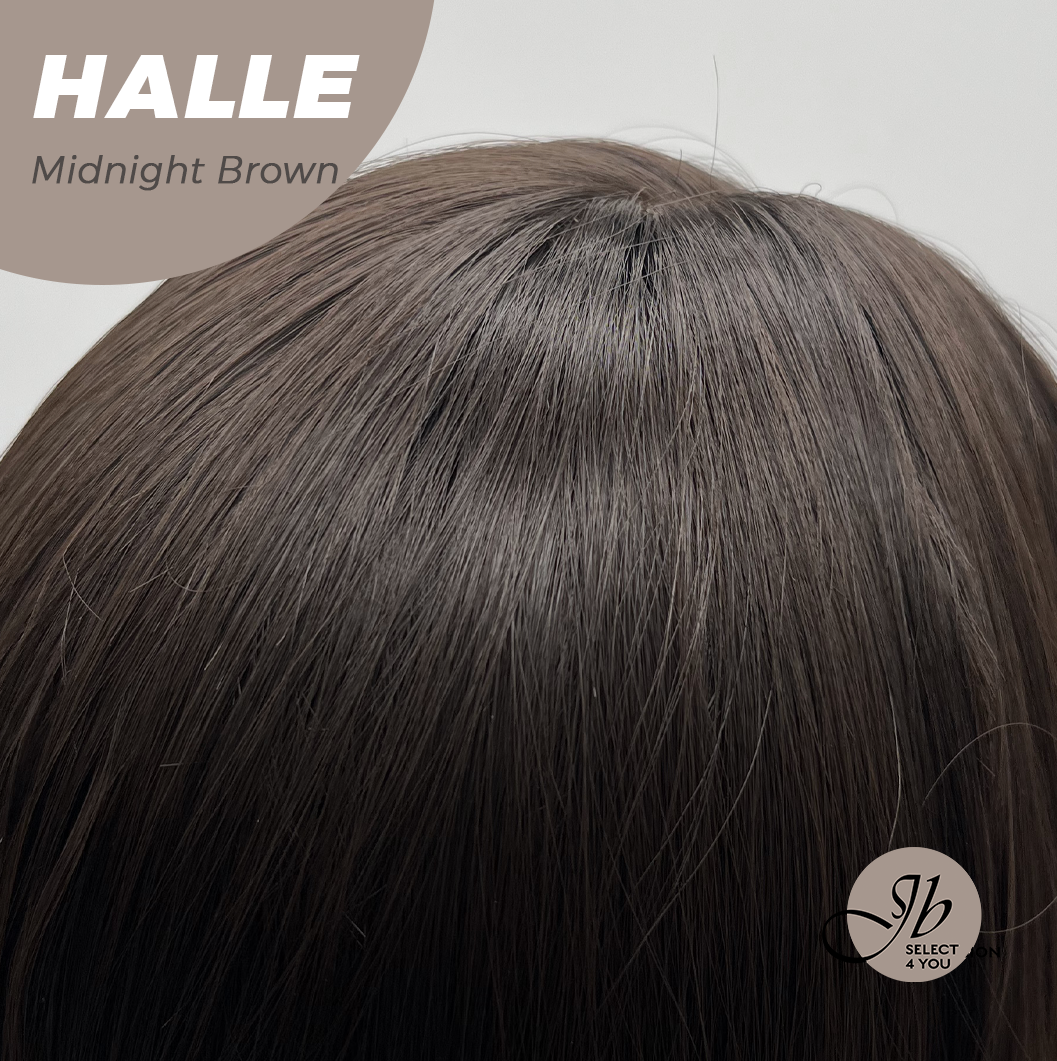 JBEXTENSION 27 Inches Long Wave Midnight Brown(Black/Brown) Wig with Bangs HALLE MIDNIGHT BROWN