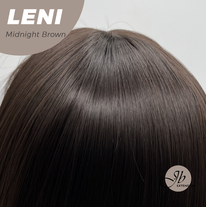 JBEXTENSION 22 Inches Midnight Brown(Black/Brown) Fashion Wig with Bangs LENI MIDNIGHT BROWN
