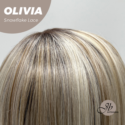 JBEXTENSION 17 Inches Mix Blonde Pre-Cut Side Part Snowflake Lace Frontlace Glueless Wig OLIVIA SNOWFLAKE【BENDY EAR TABS】