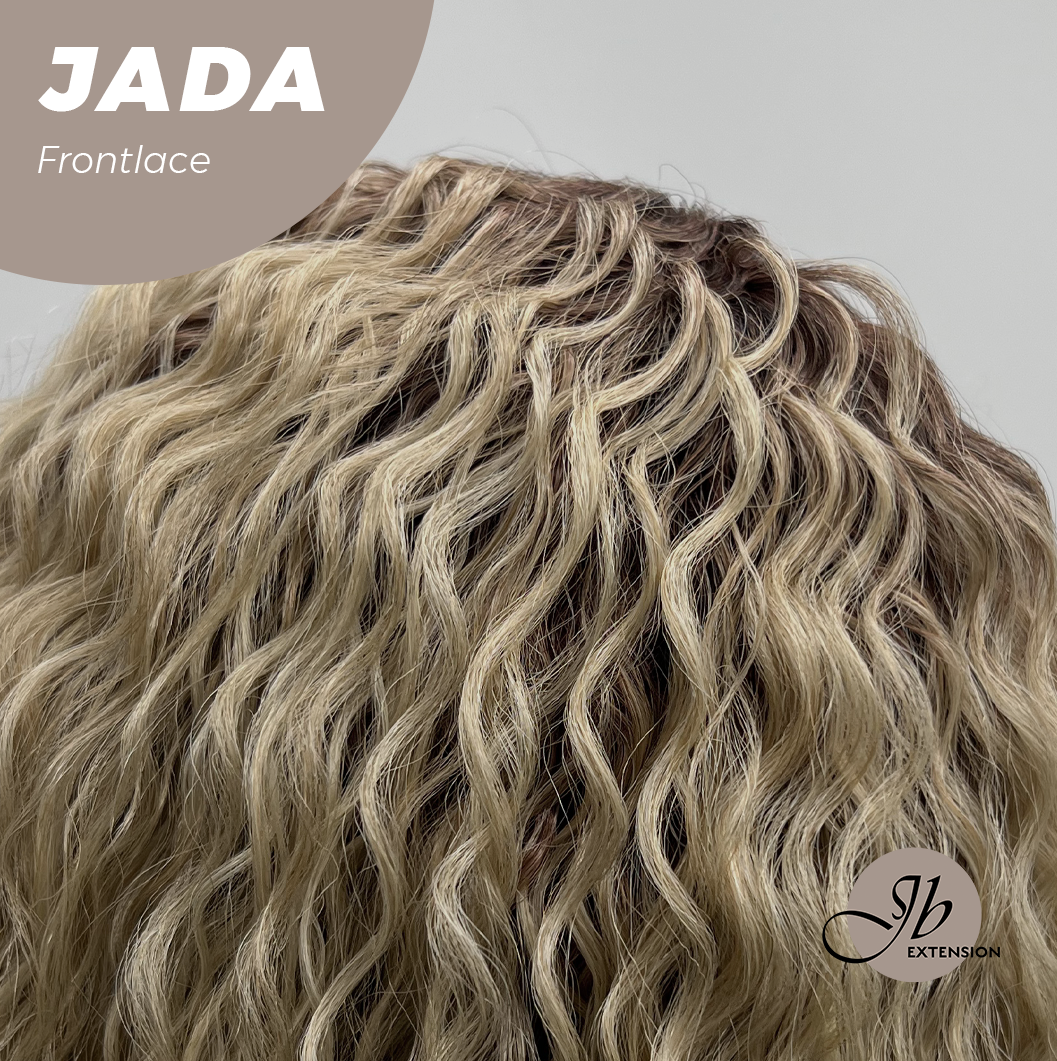 JBEXTENSION 18 Inches Deep Curly Blonde Pre-Cut Side Part Frontlace Glueless Black Sapphire Wig JADA【BENDY EAR TABS】