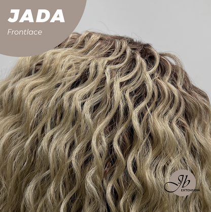 JBEXTENSION 18 Inches Deep Curly Blonde Pre-Cut Side Part Frontlace Glueless Black Sapphire Wig JADA【BENDY EAR TABS】