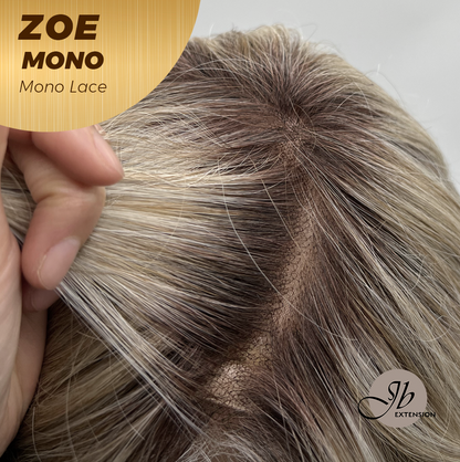 JBEXTENSION ZOE MONO Monofilament Handmade Wig 6X5 Full Monofilament Hand Tied Top Wig 11 Inches Mix Blonde Mono Lace Wig with Anti-slip Silicone Strips Glueless Wig ZOE MONO - MIX BLONDE【BENDY EAR TABS】
