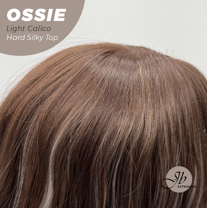 JBEXTENSION 22 Inches Scalpiana Long Wave Light Calico 3.5X4 Hard Silky Top Natural Scalp Effect Wig with Bangs OSSIE LIGHT CALICO