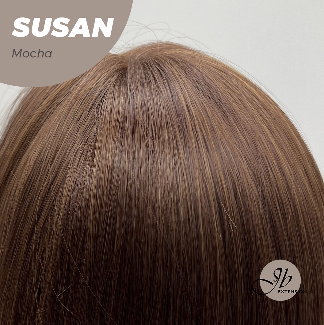 JBEXTENSION 14 Inches Short Bob Cut Mocha Wig with Bangs SUSAN MOCHA