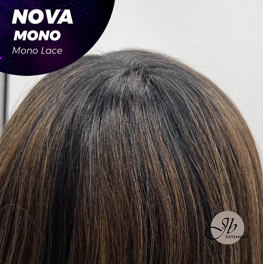 [FINAL SALE] JBEXTENSION NOVA MONO Monofilament Handmade Wig 6X5 Full Monofilament Hand Tied Top Wig 25 Inches Ombre Brown Curly Mono Lace Handmade Futura Fiber Glueless Black Sapphire Wig NOVA MONO【BENDY EAR TABS】