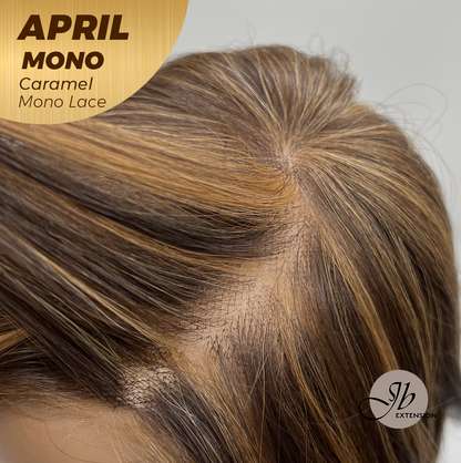 JBEXTENSION APRIL MONO Monofilament Handmade Wig 6X5 Full Monofilament Hand Tied Top Wig 18 Inches Caramel Mono Lace Wig With Anti-slip Silicone Strips Glueless Wig APRIL MONO CARAMEL【BENDY EAR TABS】