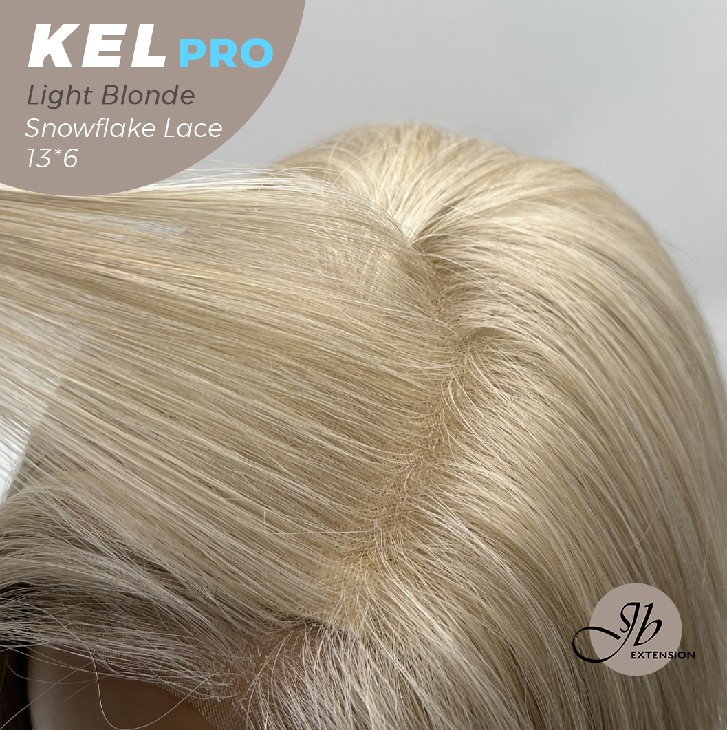 JBEXTENSION 22 Inches Light Blonde Pre-Cut 13X6 Free Part Snowflake Lace Frontlace Glueless Wig KEL PRO - LIGHT BLONDE【BENDY EAR TABS】
