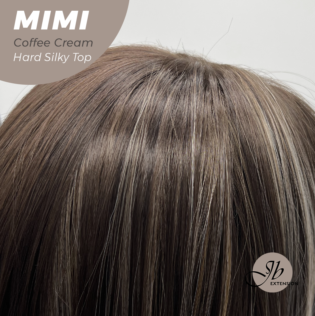 JBEXTENSION 16 Inches Scalpiana 3.5X4 Hard Silky Top Natural Scalp Effect Coffee Cream Body Wave Wig with Bangs Wig MIMI SILK TOP - COFFEE CREAM
