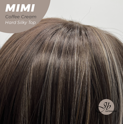 JBEXTENSION 16 Inches Scalpiana 3.5X4 Hard Silky Top Natural Scalp Effect Coffee Cream Body Wave Wig with Bangs Wig MIMI SILK TOP - COFFEE CREAM
