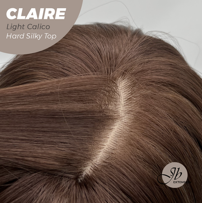 JBEXTENSION 22 Inches Scalpiana Light Calico 3.5X4 Hard Silky Top Natural Scalp Effect Women Wig with Bangs CLAIRE SILKY TOP - LIGHT CALICO