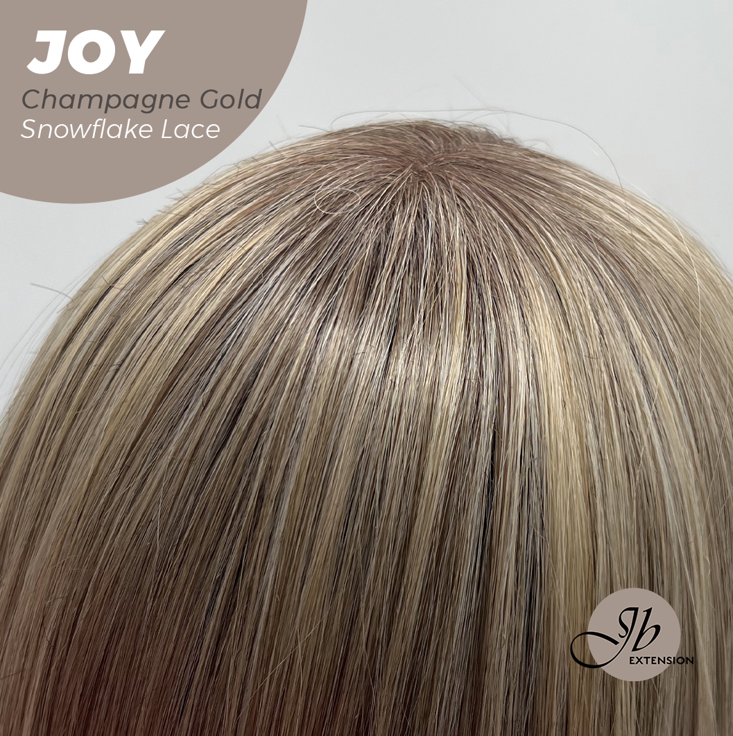 JBEXTENSION 19 Inches Champagne Gold Pre-Cut Arc Snowflake Lace Frontlace Glueless Wig JOY CHAMPAGNE GOLD【BENDY EAR TABS】