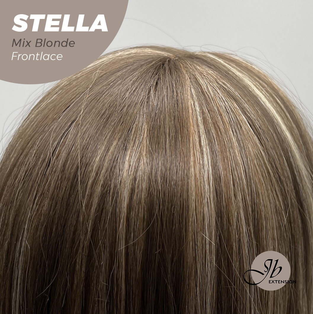 JBEXTENSION 16 Inches Mix Blonde Curly Women Pre-Cut Frontlace Glueless Wig STELLA MIX BLONDE