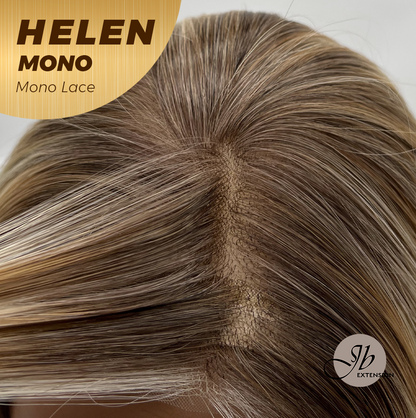 JBEXTENSION HELEN MONO Monofilament Handmade Wig 6X5 Full Monofilament Hand Tied Top Wig 14 Inches Honey Blonde Mono Lace Wig with Anti-slip Silicone Strips Glueless Wig HELEN MONO【BENDY EAR TABS】