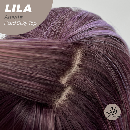 JBEXTENSION 20 Inches Scalpiana Amethy Wolf Cut 3.5X4 Hard Silky Top Natural Scalp Effect Wig With Bangs LILA AMETHY