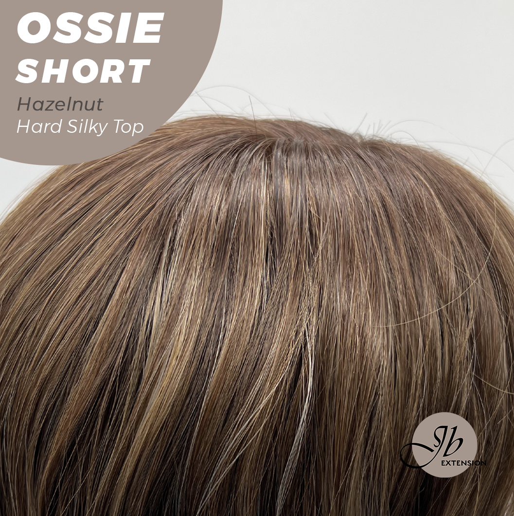 JBEXTENSION 14 Inches Scalpiana Wave Hazelnut 3.5X4 Hard Silky Top Natural Scalp Effect Wig with Bangs OSSIE SHORT - HAZELNUT