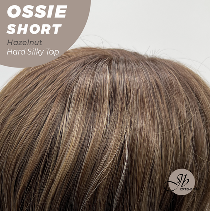 JBEXTENSION 14 Inches Scalpiana Wave Hazelnut 3.5X4 Hard Silky Top Natural Scalp Effect Wig with Bangs OSSIE SHORT - HAZELNUT