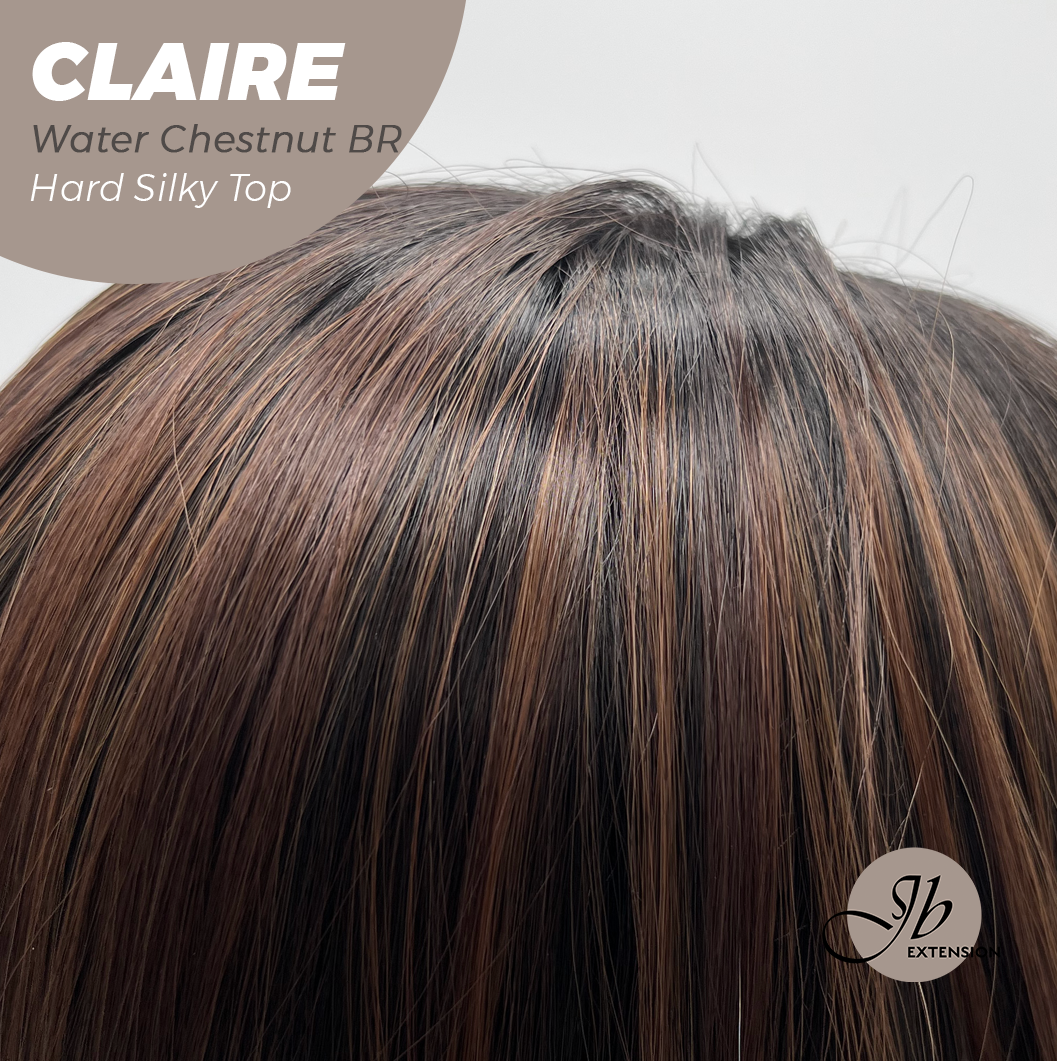 JBEXTENSION 22 Inches Scalpiana Water Chestnut Brown 3.5X4 Hard Silky Top Natural Scalp Effect Women Wig with Bangs CLAIRE SILKY TOP - WATER CHESTNUT BROWN