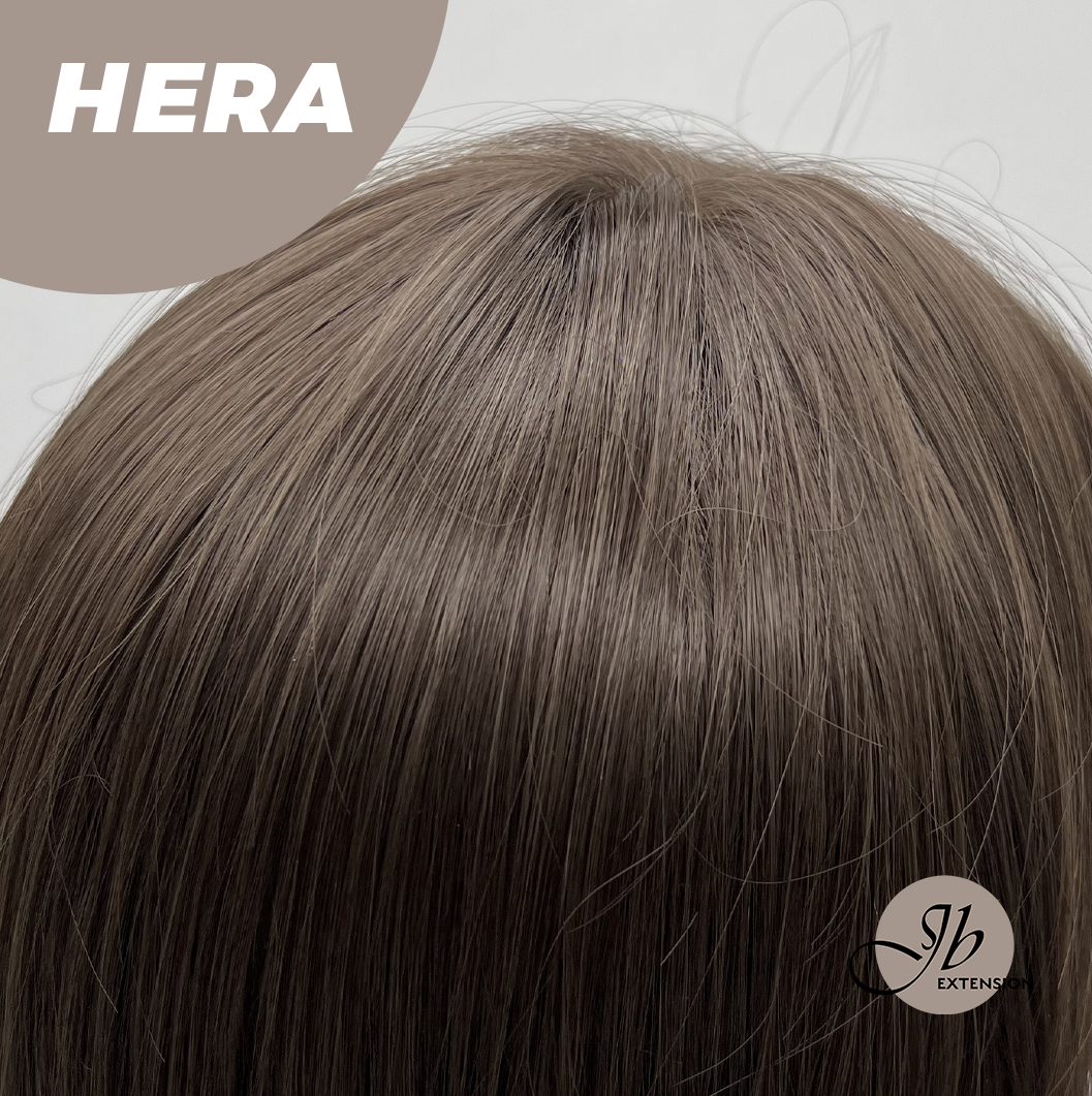 JBEXTENSION 28 Inches Long Wave Cold Brown Wig with Bangs HERA