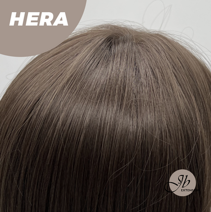 JBEXTENSION 28 Inches Long Wave Cold Brown Wig with Bangs HERA