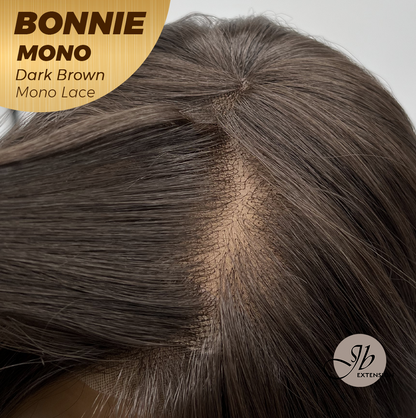 JBEXTENSION BONNIE MONO Full Monofilament Handmade Full Lace Full Hand Tied Wig 12 Inches Dark Brown Mono Lace Handmade Futura Fiber Glueless Wig BONNIE MONO DARK BROWN【BENDY EAR TABS】