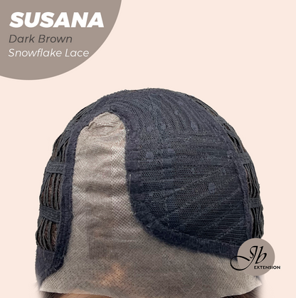 JBEXTENSION 9 Inches Dark Brown Pre-Cut Side Part Snowflake Lace Frontlace Glueless Wig SUSANA DARK BROWN【BENDY EAR TABS】