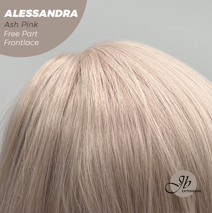 JBEXTENSION 20 Inches Ash Pink Curly Fiber X, Tangle Less Pre-Cut Free Part Frontlace Glueless Wig ALESSANDRA ASH PINK【FIBER X】