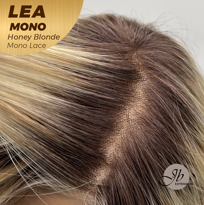 JBEXTENSION LEA MONO Full Monofilament Handmade Full Lace Full Hand Tied Wig 14 Inches Honey Blonde Mono Lace Handmade Futura Fiber Wig with Anti-slip Silicone Strips Glueless Wig LEA MONO HONEY BLONDE【BENDY EAR TABS】