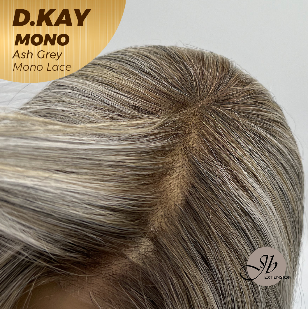 JBEXTENSION D.KAY MONO Partial Monofilament Wig 18 Inches Ash Grey Partial Mono Lace Glueless Women Fashion Wig D.KAY MONO ASH GREY【BENDY EAR TABS】