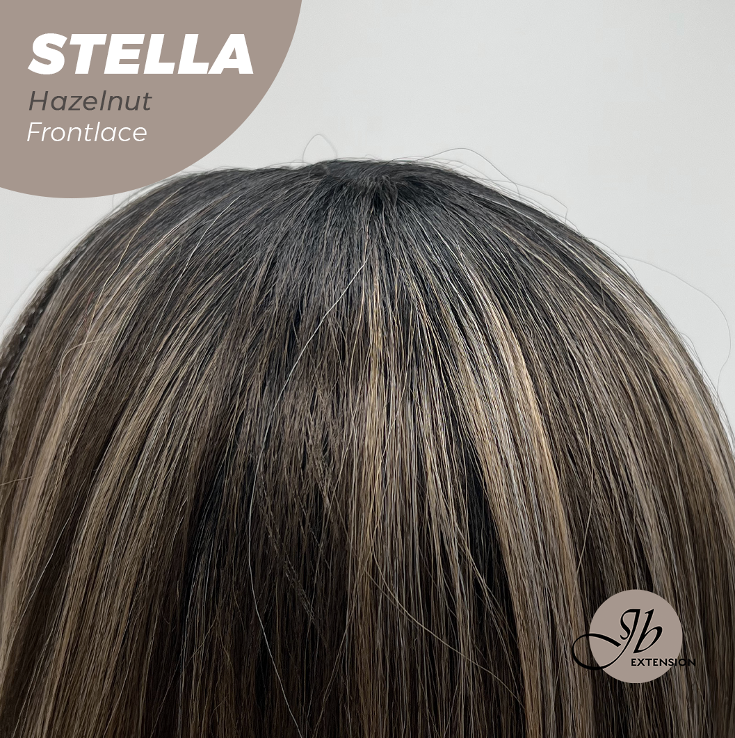 JBEXTENSION 16 Inches Hazelnut Curly Women Pre-Cut Frontlace Glueless Wig STELLA HAZELNUT