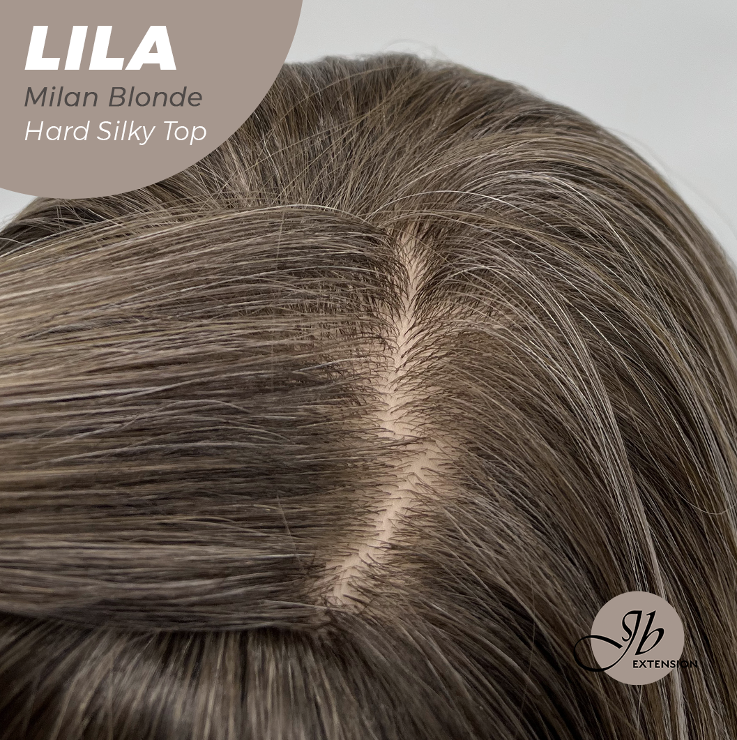 JBEXTENSION 20 Inches Scalpiana Milan Blonde Wolf Cut 3.5X4 Hard Silky Top Natural Scalp Effect Wig With Bangs LILA MILAN BLONDE