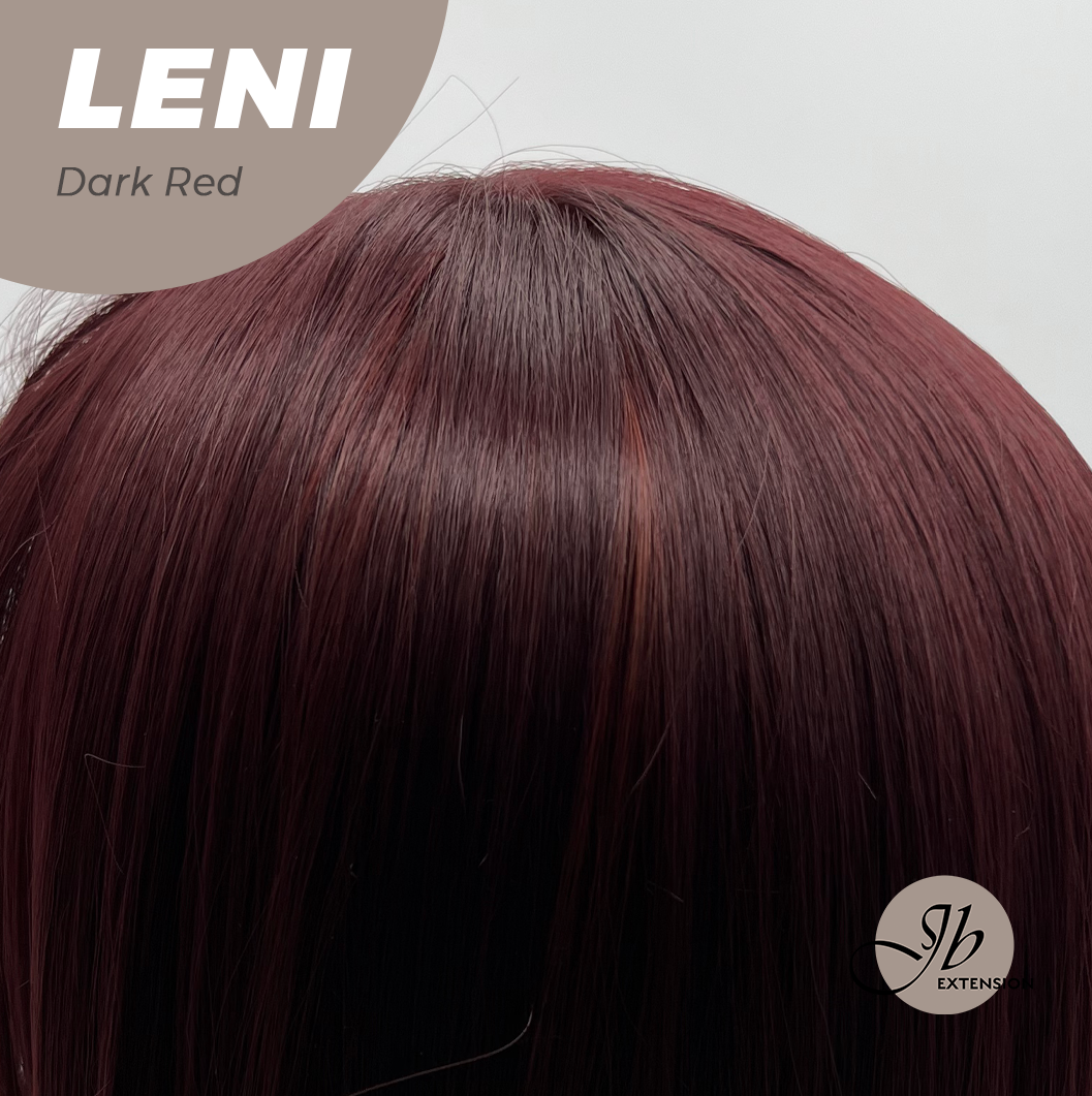 JBEXTENSION 22 Inches Dark Red Fashion Wig with Bangs LENI DARK RED