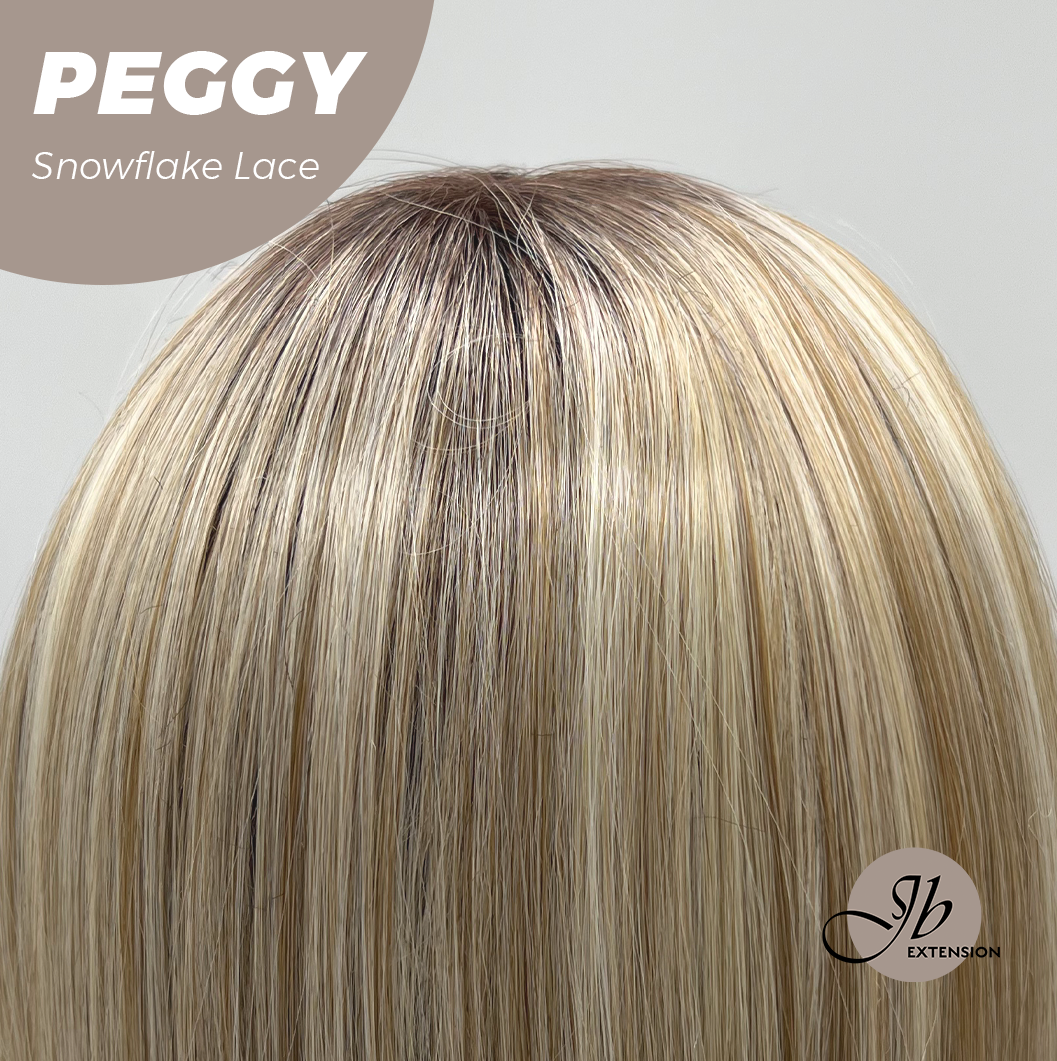 JBEXTENSION 19 Inches Long Straight Mix Blonde Pre-Cut Side Part Snowflake Lace Frontlace Glueless Wig PEGGY MIX BLONDE【BENDY EAR TABS】